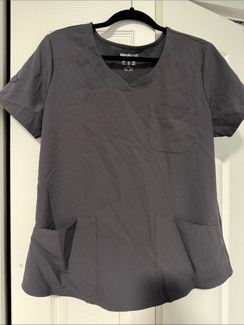 Scrubstar Women's V-Neck Scrub Top and 2 Bottoms in Charcoal Gray